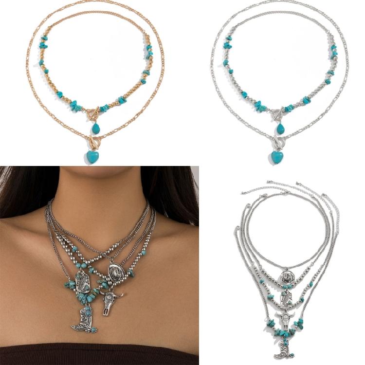 Fashionable Turquoise Statement Necklaces Adjustable Length Choker Trendy Accessories for Various Outfits and Event