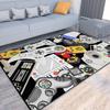 Gamer Rutschfester Bereichsteppich Gamecontroller-Muster Schwarzer Teppich für Spielzimmer Schlafzimmer Wohnzimmer Bodenmatte Wasserdicht Leicht zu reinigen