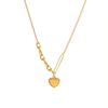 Trendy Chain Splicing Peach Heart Necklace, Personalized Versatile Titanium Steel Plated 18K Real Gold Collarbone Neck Chain P901
