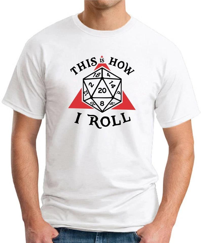 THIS IS HOW I ROLL DND T-SHIRT   Dungeons and Dragons Dice Polyhedral RPG Top 4 M
