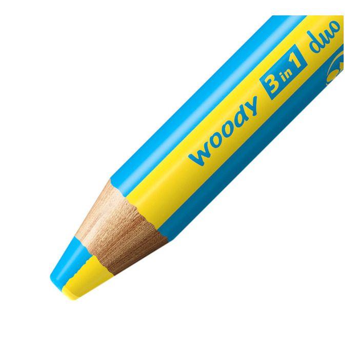 CRAYON DE COULEUR - STABILO - WOODY 3IN1 DUO - 10 Couleurs Bicolores - Aquarellable - 4,4 mm