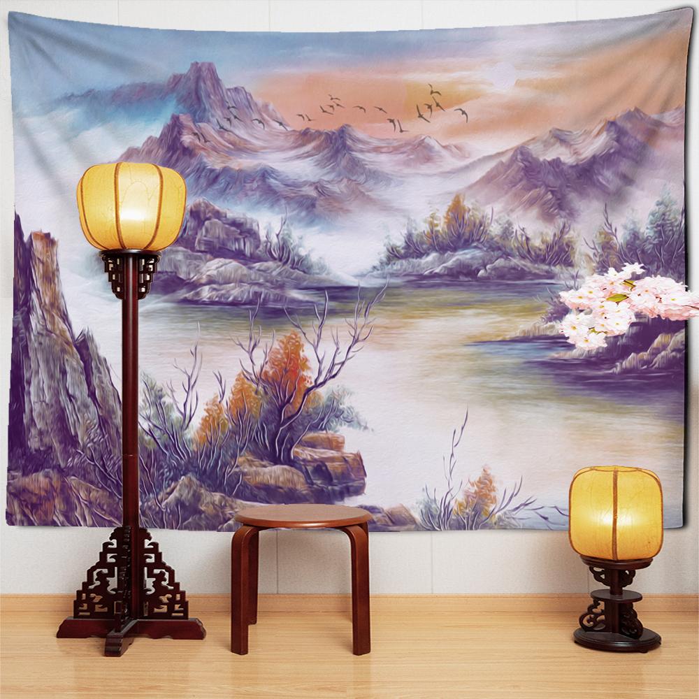 Ölgemälde Lavendel Wandteppich Wandbehang Pflanze Böhmisch Hippie Tapez Nordische Ästhetik Raumdekor