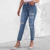 Γυναικείο ψηλόμεσο πλυμένο γυναικείο τζιν Μοντέρνο ευέλικτο ίσιο παντελόνι
