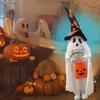 Halloween Trick or Treat Ghost Decoration Light Up White Ghost with Candy Bucket 3ft Front Porch Standing Ghost for Outdoor Yard Lawn Decor