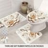 4pcs imitation relief hibiscus floral print bathroom set 180x180 waterproof shower curtain floor mat U-shaped mat toilet cushion