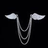 Korean New Fashion Four Stars Zircon Tassel Chain Metal Brooch for Women Men Suit Pin Cloth Moon Corsage Pin Clothing Jewelry