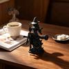 Unique Witch Gift for Her Gothic On Broom Statue, 3D Printed Spooky Tabletop Figurine Home Office Ornament Party, Black Halloween Desk Decor