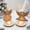 Religious Gift Ideas Wooden Candle Holder, Praying Angel Tabletop Tealight Stand, Stable Base Decorative Candlestick for Mantel, Dining Table