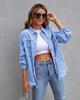 2025 Europäischer Stil Ausgefranste Jeansjacke - Damen Herbst/Winter Lässig Langarm Revers Oberteil