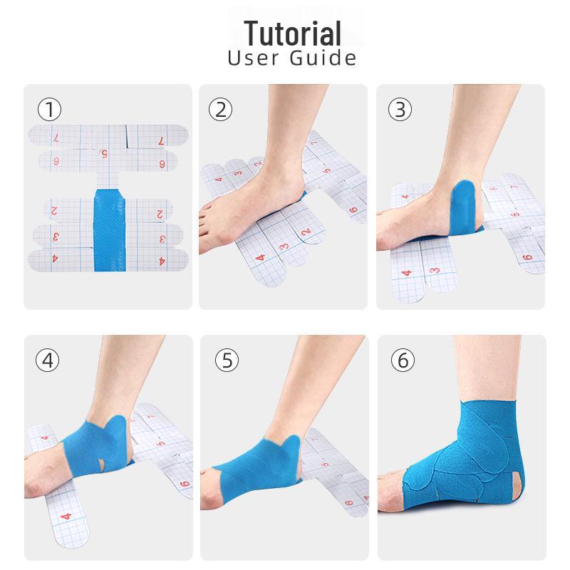 Pre-Cut Kinesiology Ankle Tape: Elastic Adhesive Support for Basketball, Football, Skateboarding.