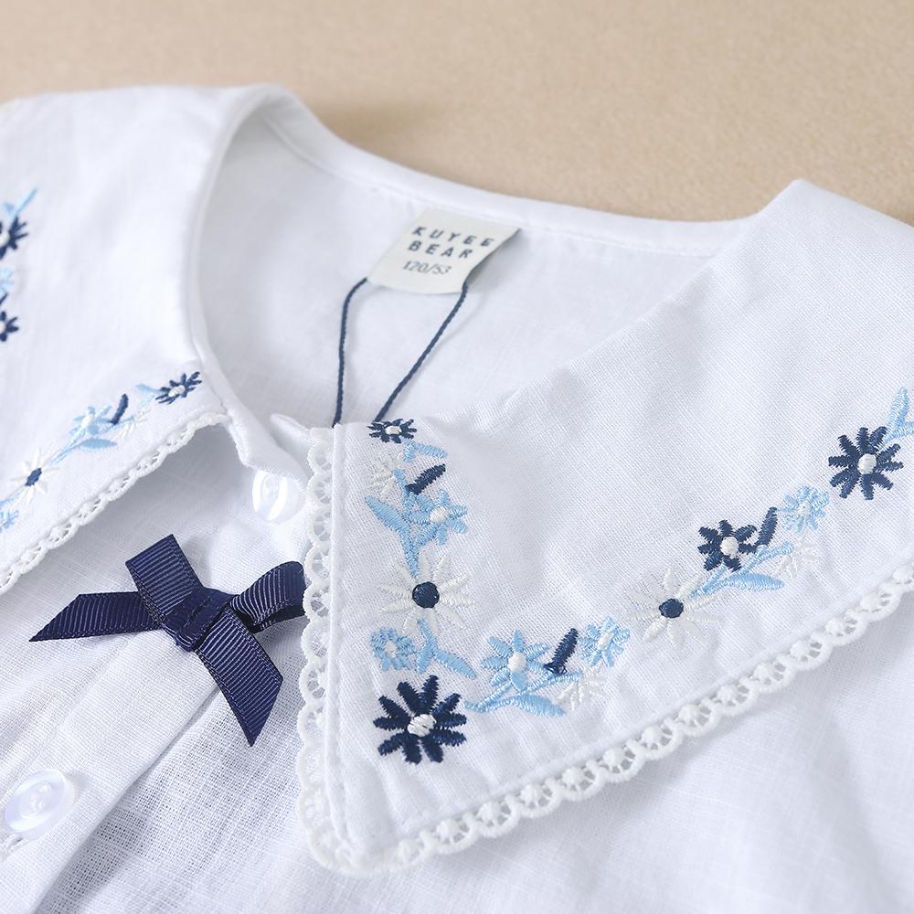 Camicette da ragazza Camicie estive a maniche corte in cotone Bel pizzo causale bianco Top Abbigliamento per bambini di alta qualità