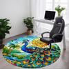 1pc Peacock StainedGlass Office Round Area Rug, Under Office Chairs Bedroom Living Room Home Decor, Room Deco, Available In Various Sizes L1024269