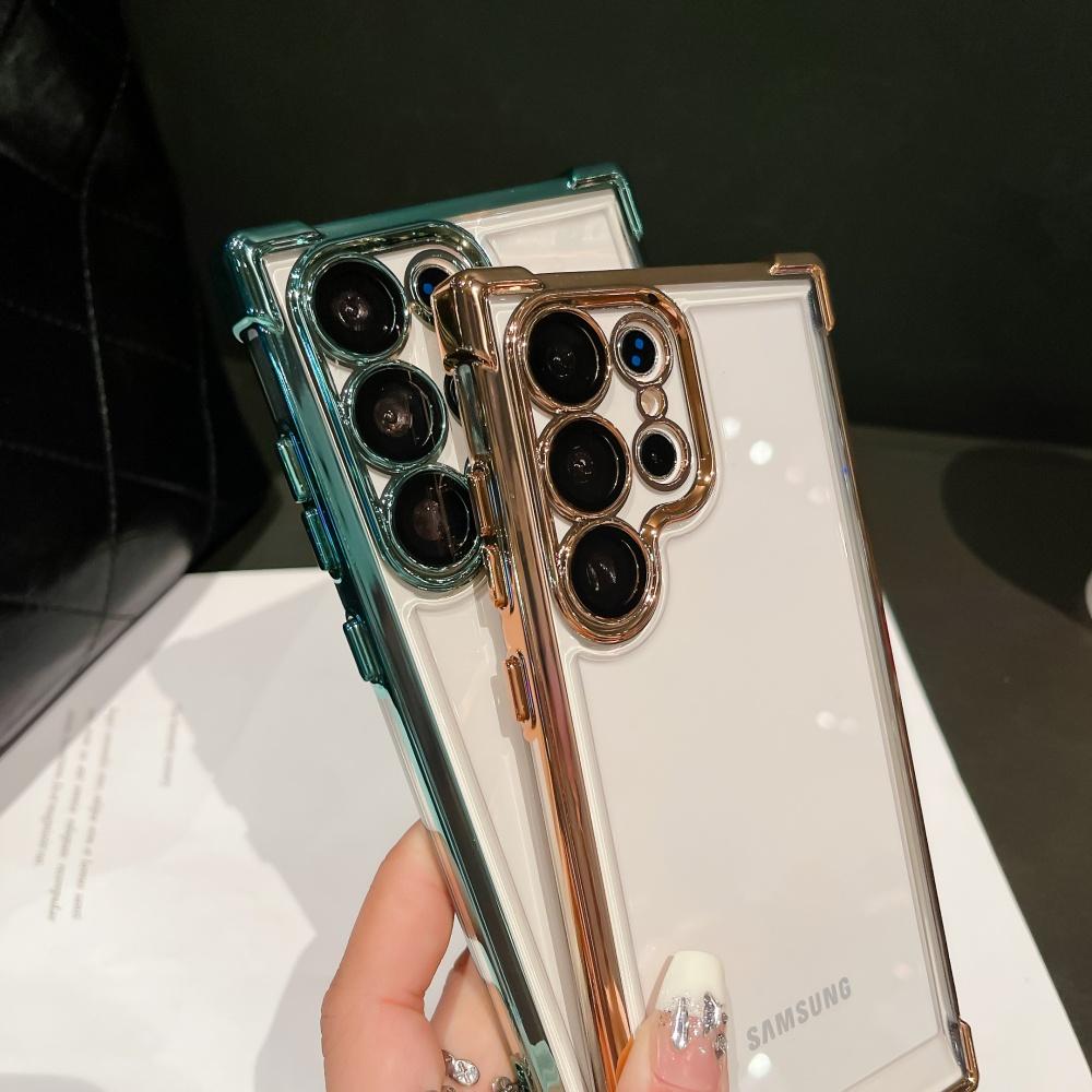 Plating Case For For Samsung Galaxy S26 Edge S25 S24 S23 S22 Ultra Plus FE A56 A53 A35 Shockproof Clear Lens Protection Cover