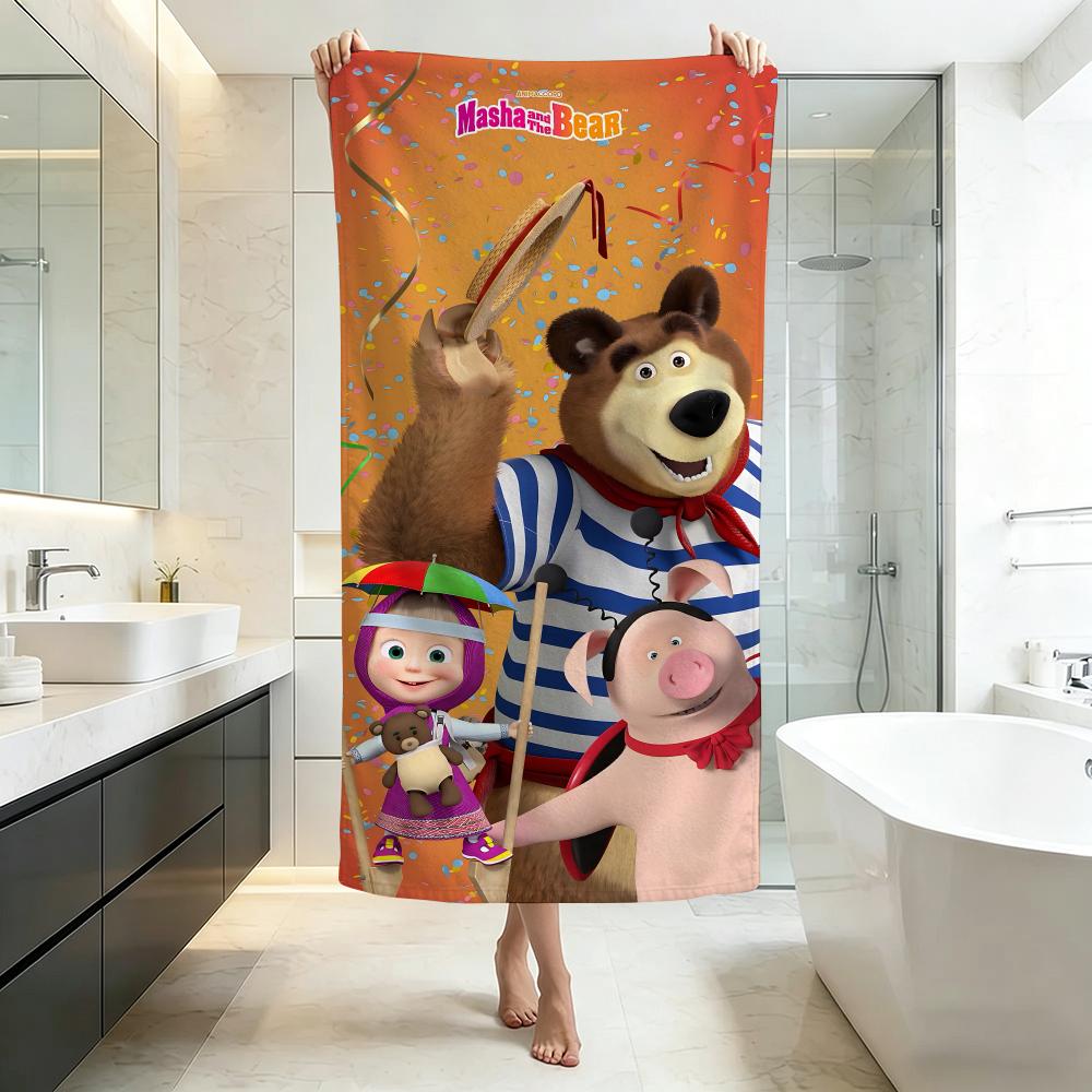 Cute M-Masha and the BearS Towel Five-Star Hotel Quality Eco-Friendly Ultra Soft Thick Towels & Beach Towels