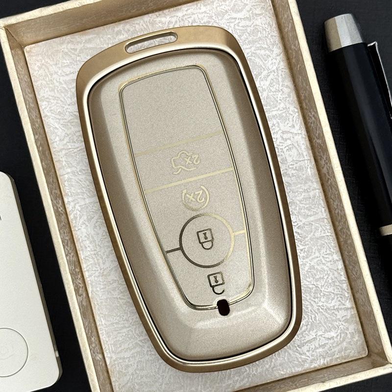 34-Key Ford Mondeo Aluminum Alloy Car Key Cover with Buckle Edge - Compatible with Taurus & Mustang Metal Style.