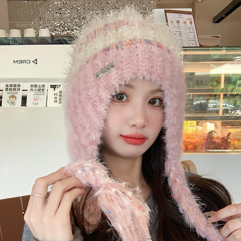 Bonnet pastoral en laine tricotée pour enfants, hiver, épais, chaud, protège les oreilles, couvre-chef qui met en valeur un petit visage polyvalent