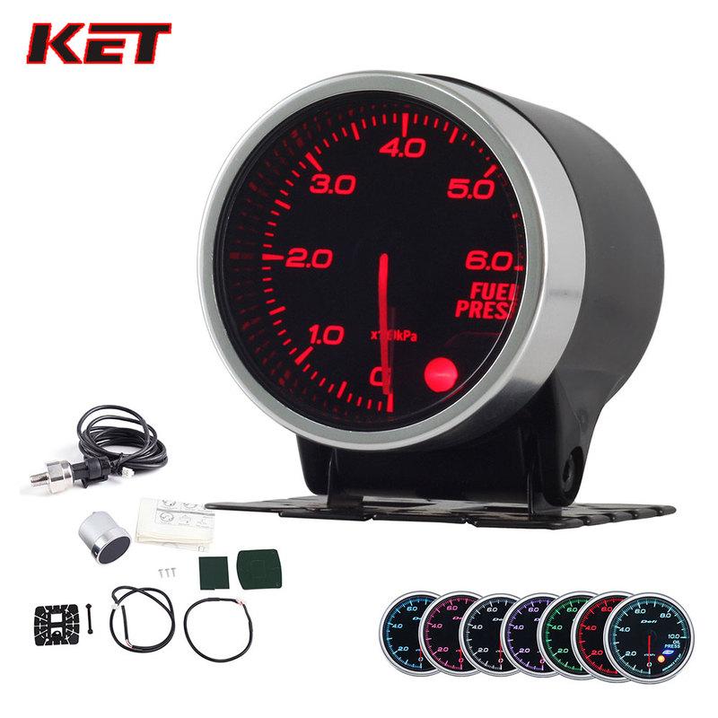 2 Inch 52MM Smoke Lens 0-6Bar Fuel Press Gauge Fuel Pressure Meter With Stepper Motor