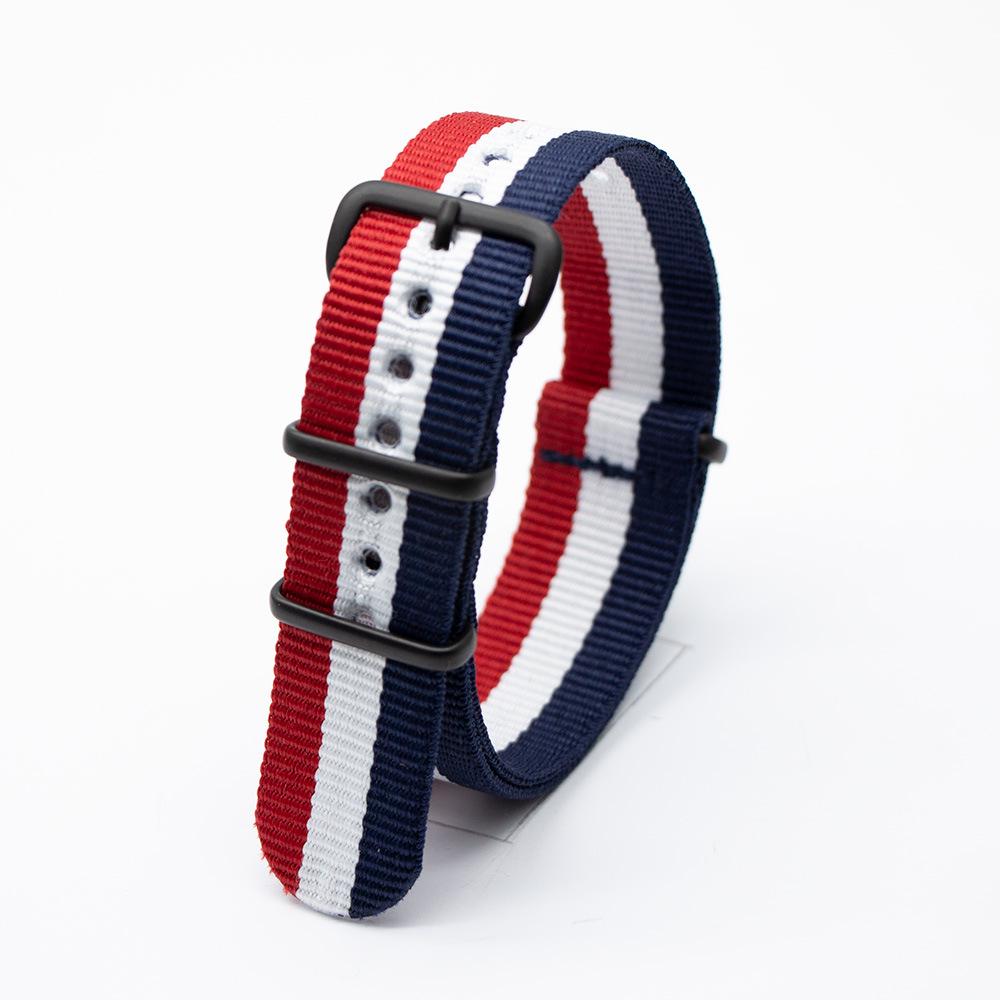 Black Nylon & Canvas Watch Strap with Vacuum-Plated Buckle