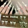 30PCS Pearlescent White Mini Resin Ribbon Bow Nail Art Decoration Bow Nail Charms Supplies For Manicure DIY