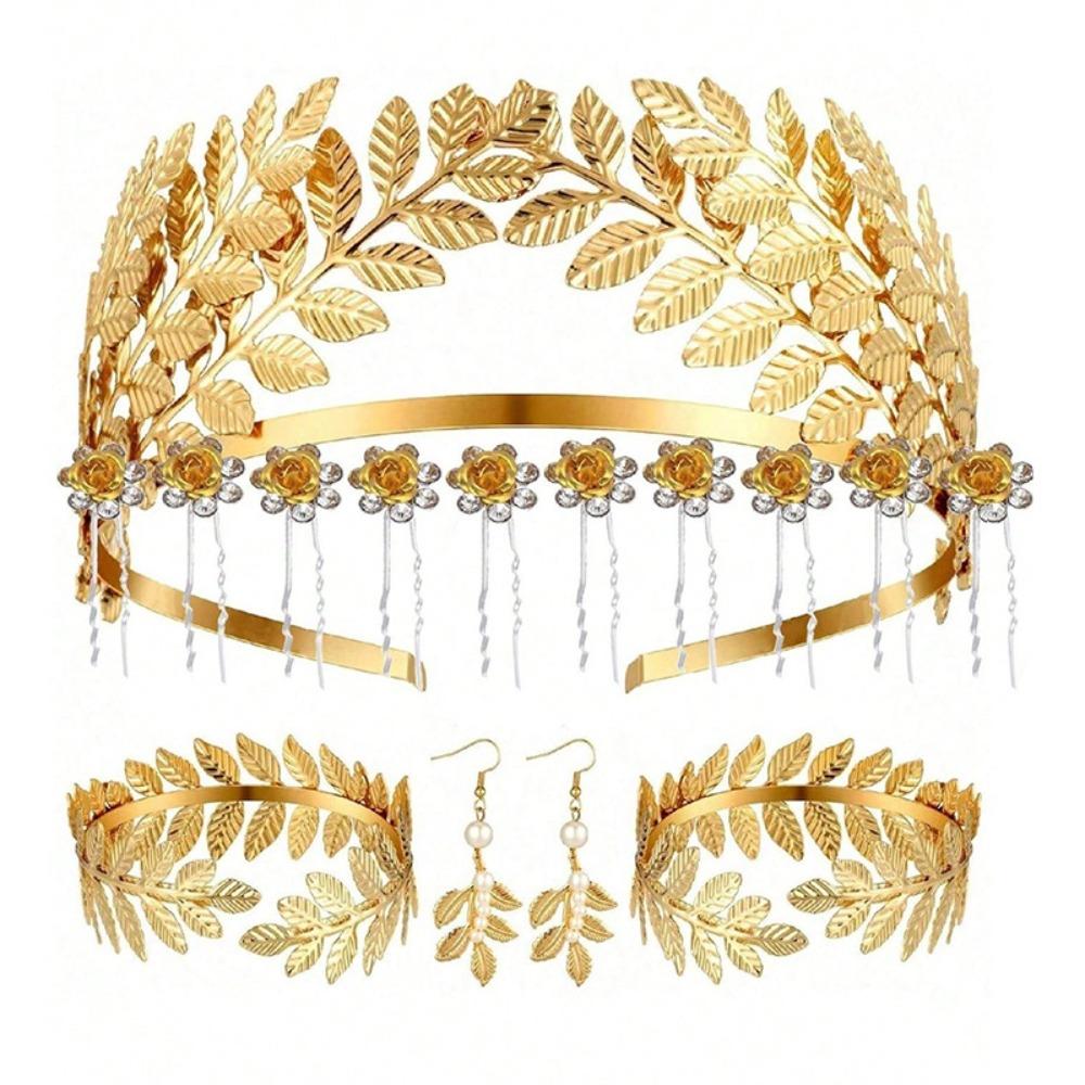 Gold Greek Goddess Hair Jewelry Bridal Earrings Rhinestone Jewelry Set  Hair Accessories