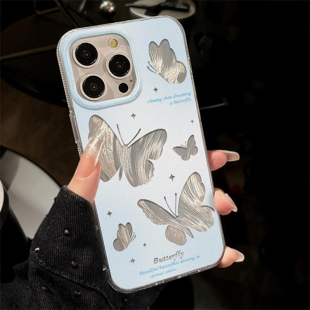 Feather Luster Phone Case for Samsung A53 A14 A33 A12 A32 S24 S23 Plus S20 S21 FE for iPhone 17 15 16 13 Pro 17 16 Pro Max Butterfly Bow Phone Case