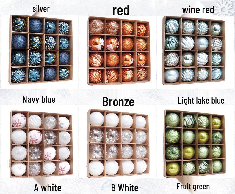 6cm Electroplated Pink Christmas Ball Ornaments - 16 Piece Set with Snowflakes