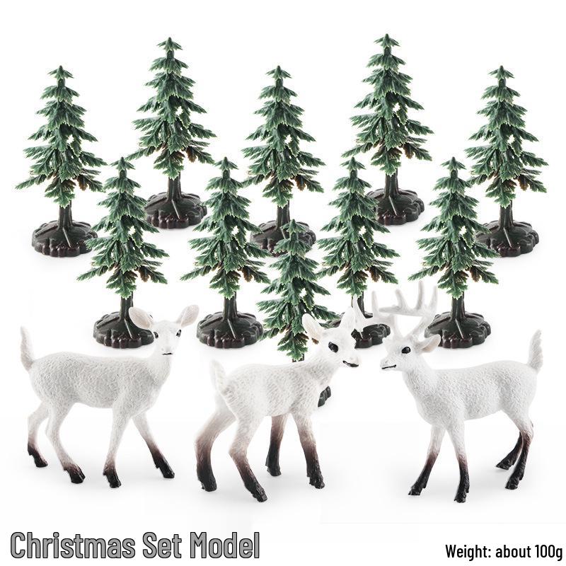 Simulated Christmas Reindeer and White-Tailed Deer Ornament Set