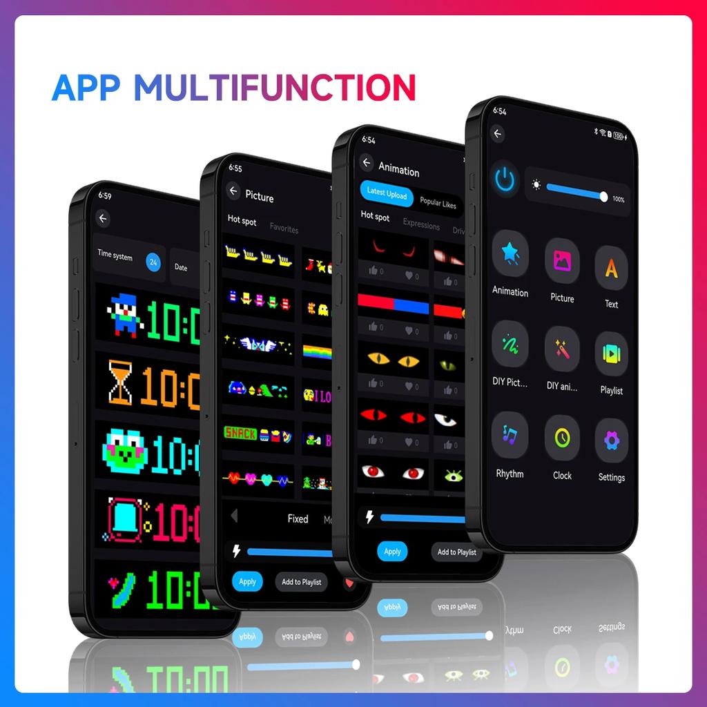 12V-24V Devil's Eye LED APP Control Car Sign Remote Control scrolling Animation LED Matrix Pixel PanelLED Display Light 60-200cm