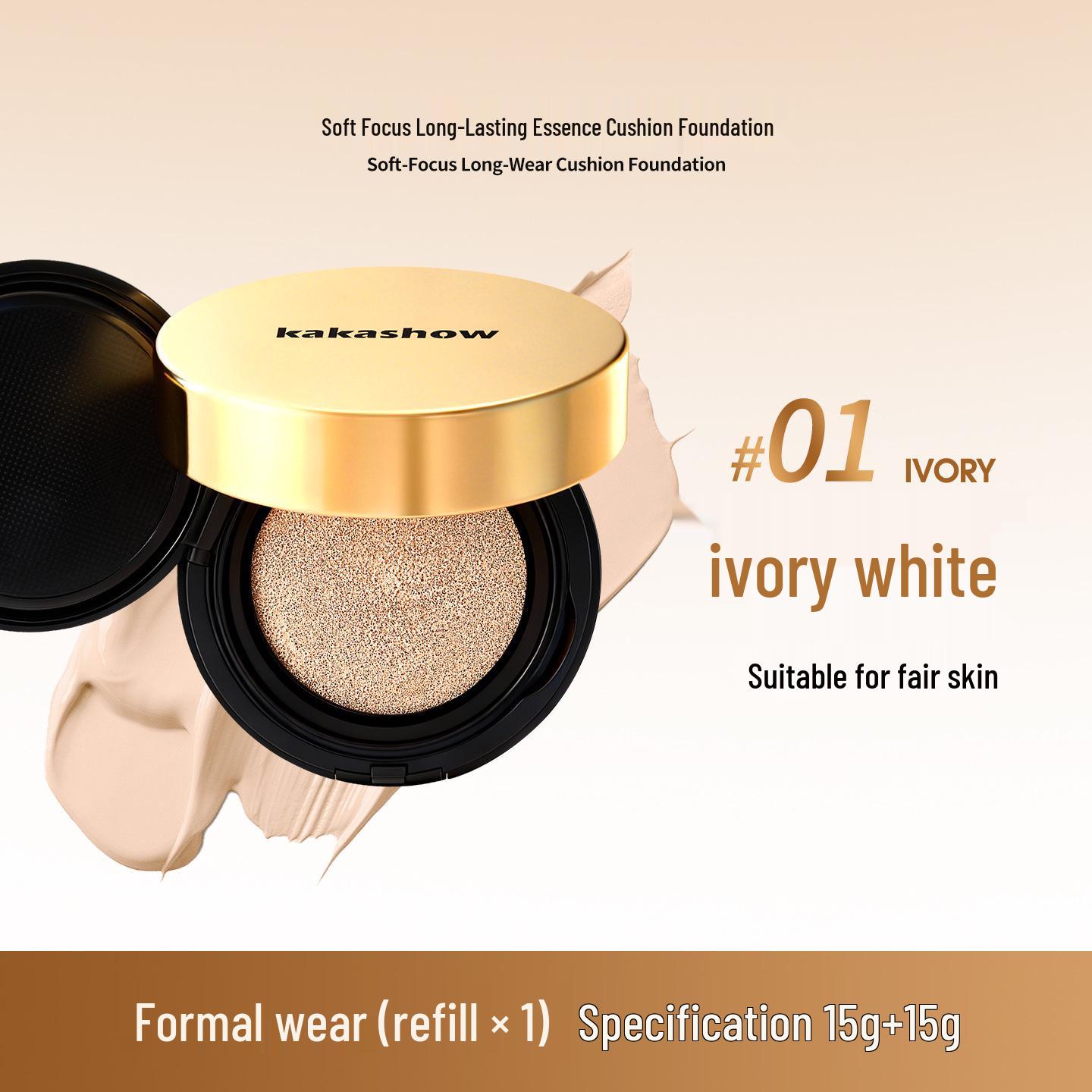 

Kakashow Long-Lasting Soft Focus Cushion BB Cream Foundation & Concealer - Waterproof, Sweatproof, No Caking, with Refill