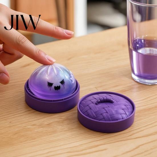 Halloween Party Favors for Children Ghost Dumpling Stress Ball with Steamer, Maltose Slow Rising Squeeze Toy, Holiday Gift Boys Girls Fidget