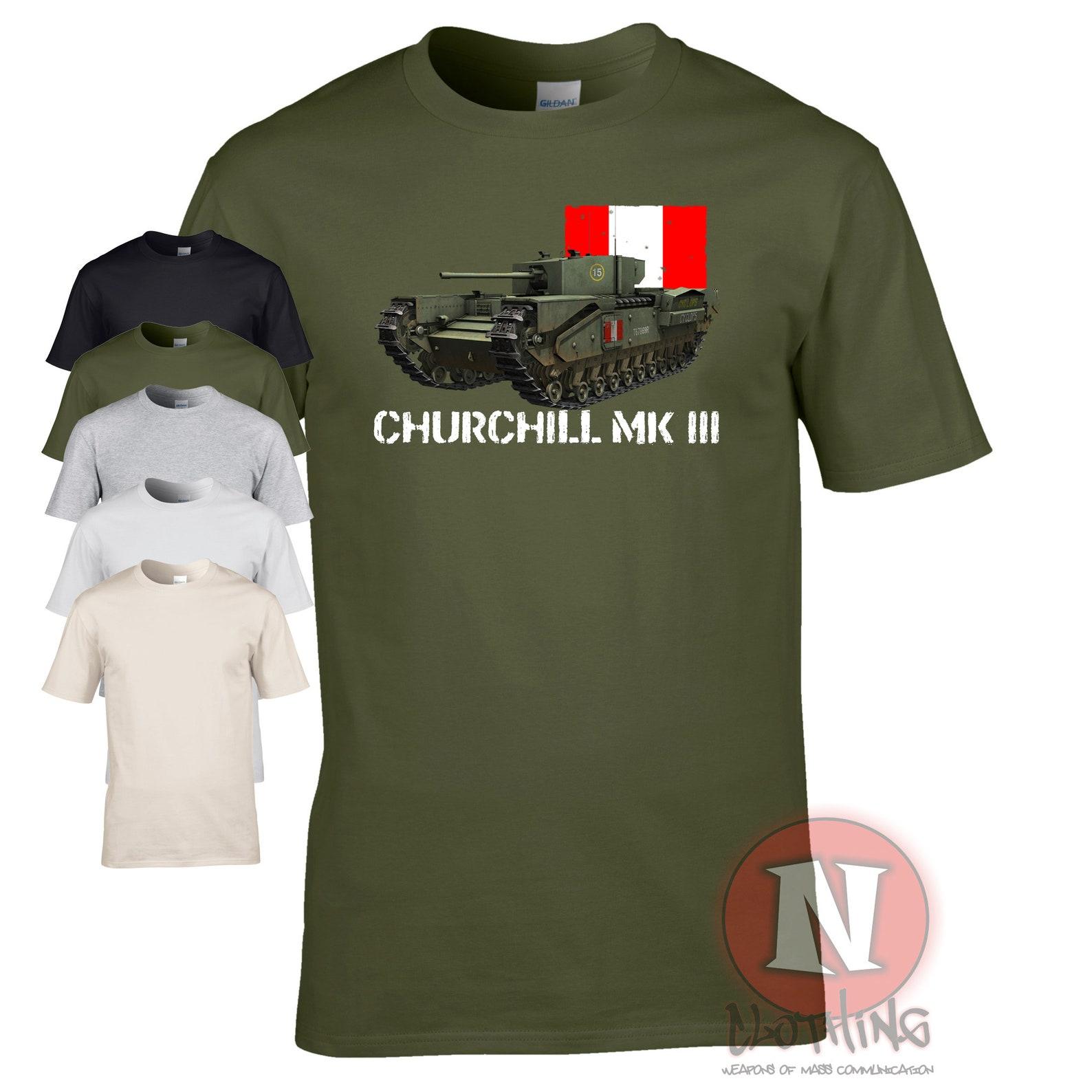 Churchill Mk 3 T-Shirt. A classic World war 2 British tank. Great gift idea for a WW2 enthusiast 3XL