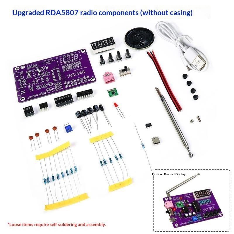 Diy Fm Radio Electronic Kit 87-108Mhz Adjustable Frequency Digital Display Soldering Project Practice Solder Rda5807S