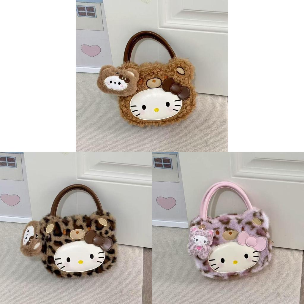Hello Kitty Retro Leopard Print Shoulder Bag With Pu Material For Daily Use