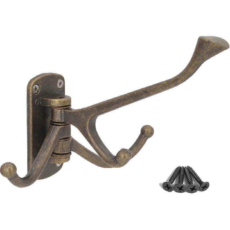 OVOV Rustic Tirple Swivle Hook Zinc Alloy Wall Mounted Coat Hook Multifunctional Foldable Decoration Robe Hook(Antique Bronze)
