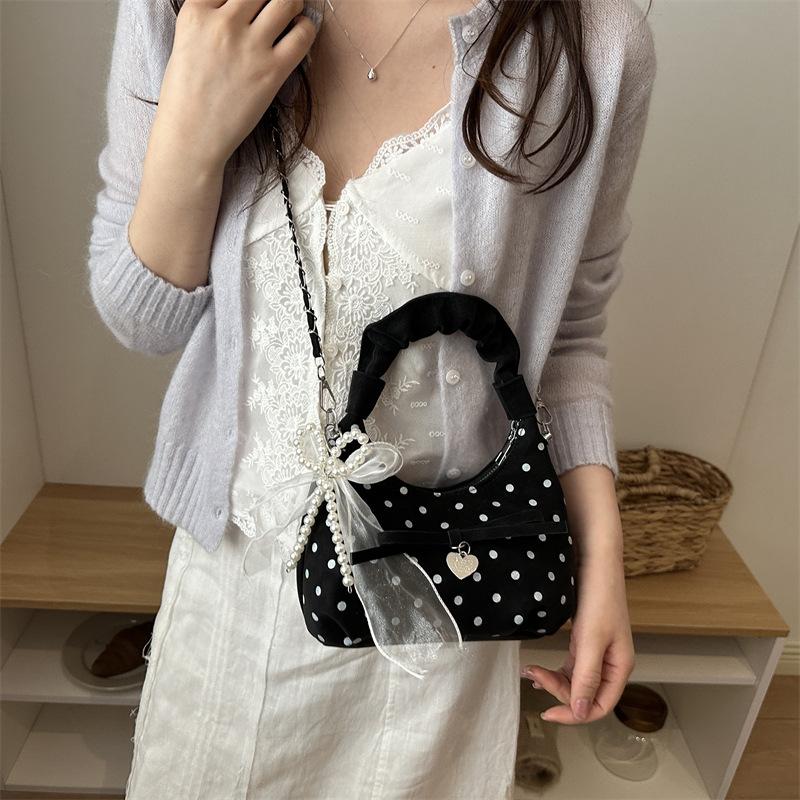 Bags Women's Polka Dot Bow Shoulder Bag Chain Crossbody Cloud Bag
