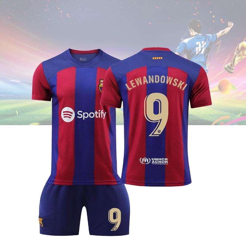 Barcelona Home Jersey Messi 10 Lewandowski 9 Gavi 30 Pedri 8 Suitable For Children Various Sizes Available