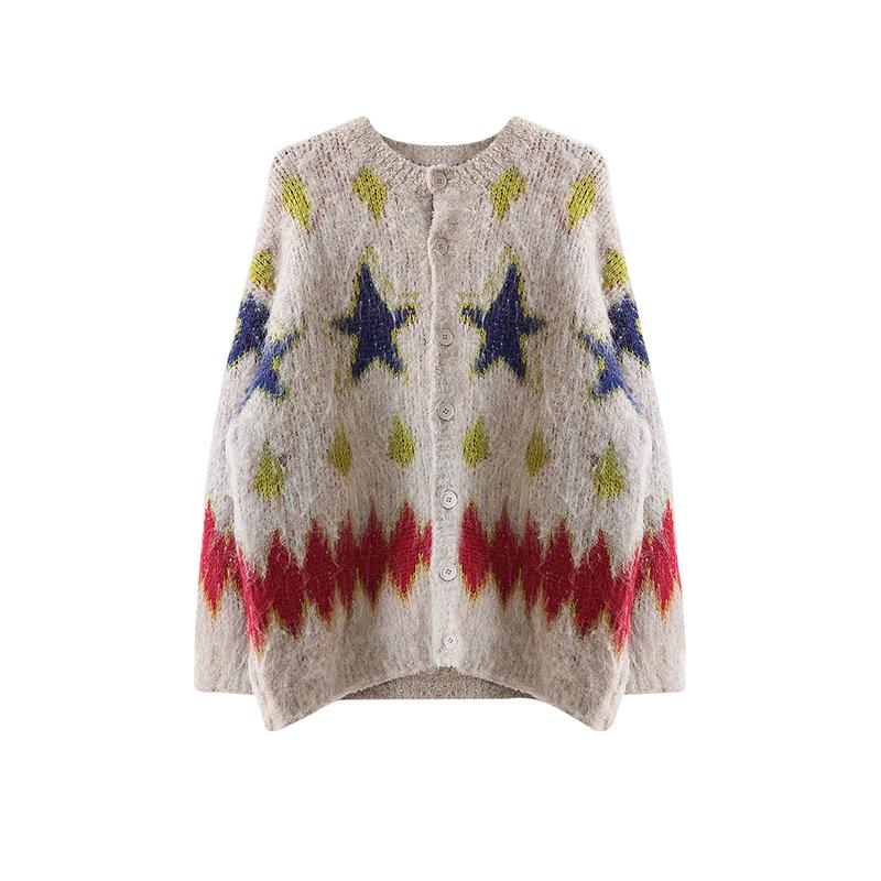 Christmas O-neck Vintage Sweater Men's Loose Casual Autumn Winter Knit Harajuku High Street Cardigan