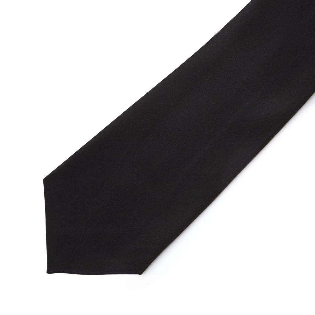 [Nepal Tiger] Formal Tie, Plain Black, for Ceremonial Occasions, Weddings, Receptions, Funerals, Wakes, and Memorial Services.