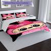 Pink Monster Design Bed Bedding Set 1 Duvet Cover + 2 Pillowcases Soft Breathable Household Bed Linens