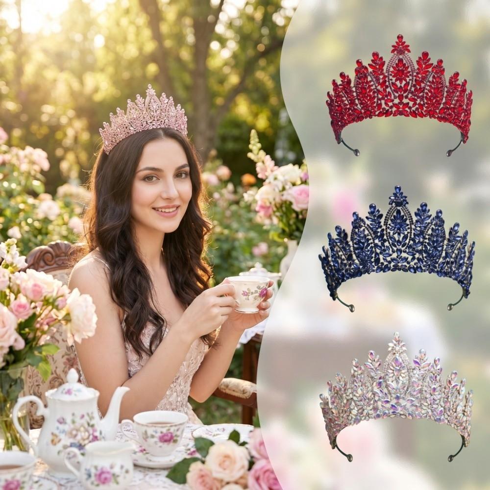 Large Size Baroque Crystal Wedding Crown Luxury Pageant Crown Queen Princess Headband Bridal Party
