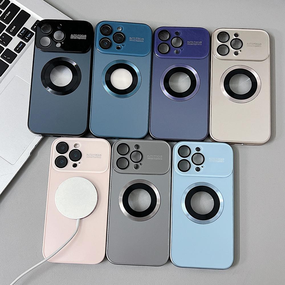 KEYSION Luxury Glass Camera Lens for MagSafe Magnetic Wireless Charging Case for iPhone 12 11 Pro Max Shockproof Phone Cover
