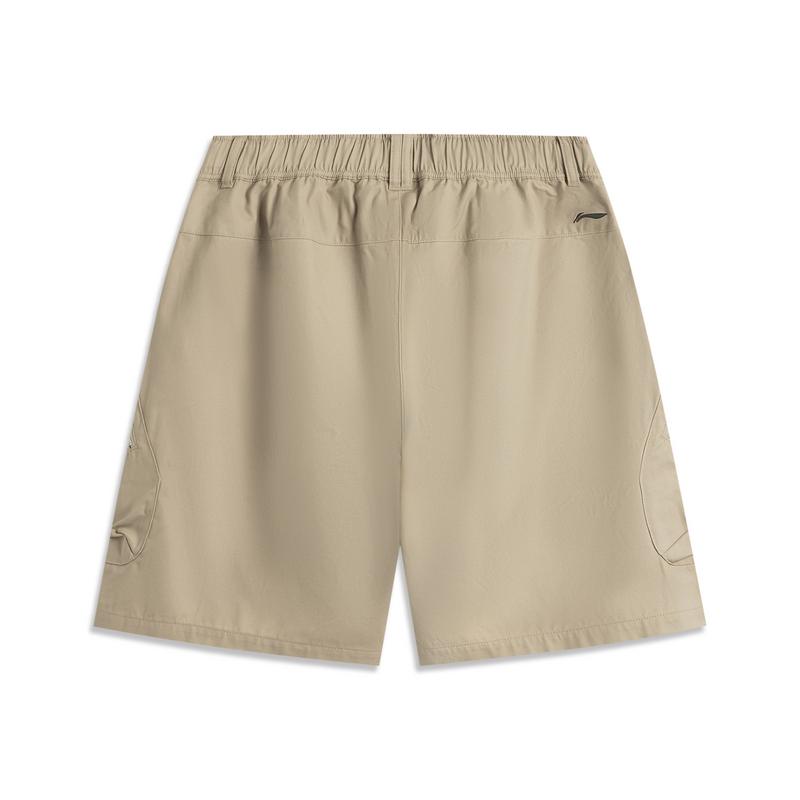 Li Ning CF Suo Solid Color Versatile Cargo Multi-Pocket Casual Shorts Men shorts Dark-Green AKSV221-5