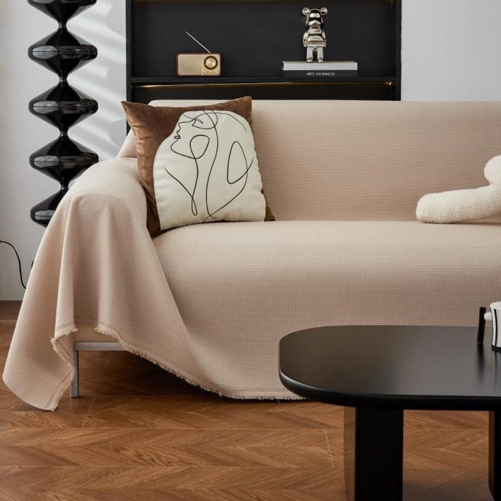 1pcs Soft Waffle Waterproof Sofa Cover with Modern Cream Style Home Seasonal Universal Soft Seat Cushion Sofa Cover Blanket