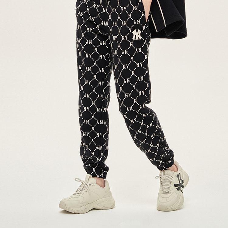 New MLB Old Flower Knitted Sweatpants Unisex Black 3APTM0114-50BKS