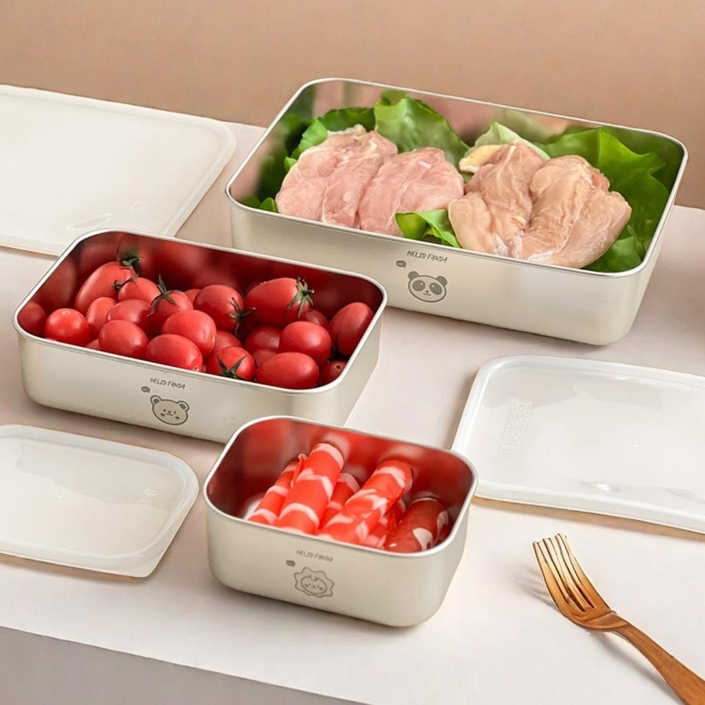 304 Stainless Steel Food Containers Refrigerator Sealed Fresh-Keeping Box Large Capacity Food Storage Box For Kitchen