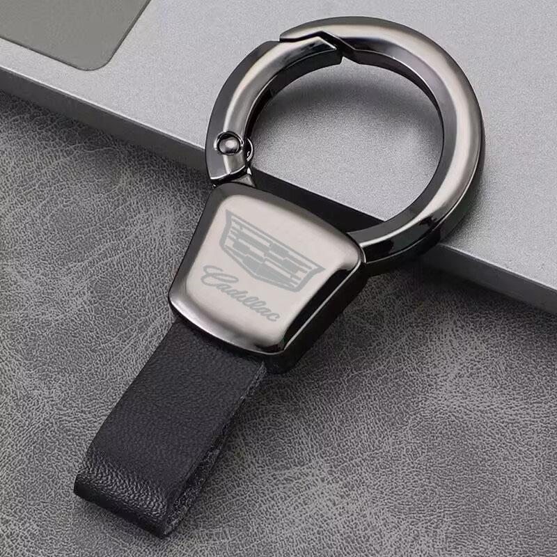 

For Cadillac ATS BLS CT4 CT5 CTS ESCALADE SLS SRX XT5 XT6 XTS Luxury Car Logo Keychain Holder Leather Alloy Key Rings Pendant чёрный