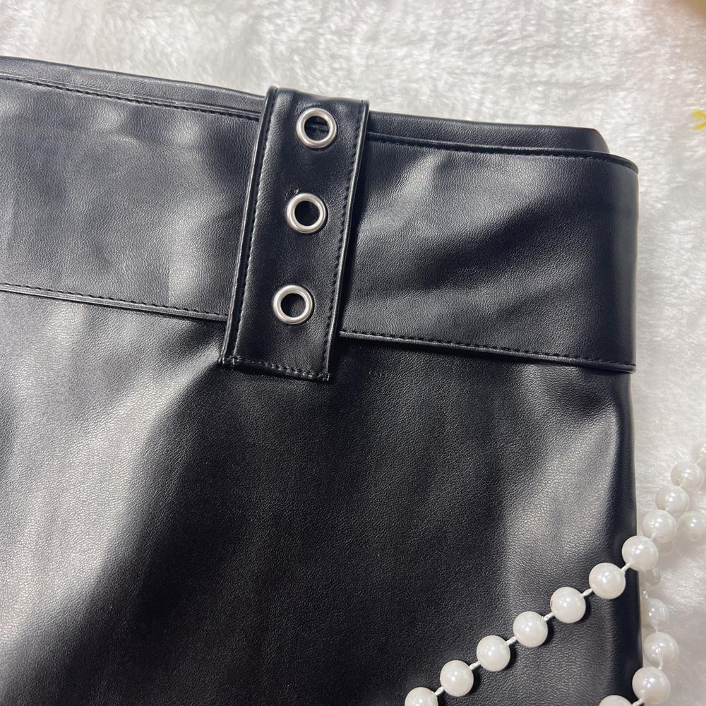 Damen Hüftrock Retro Nachtclub Sexy Niedrige Taille PU Lederrock