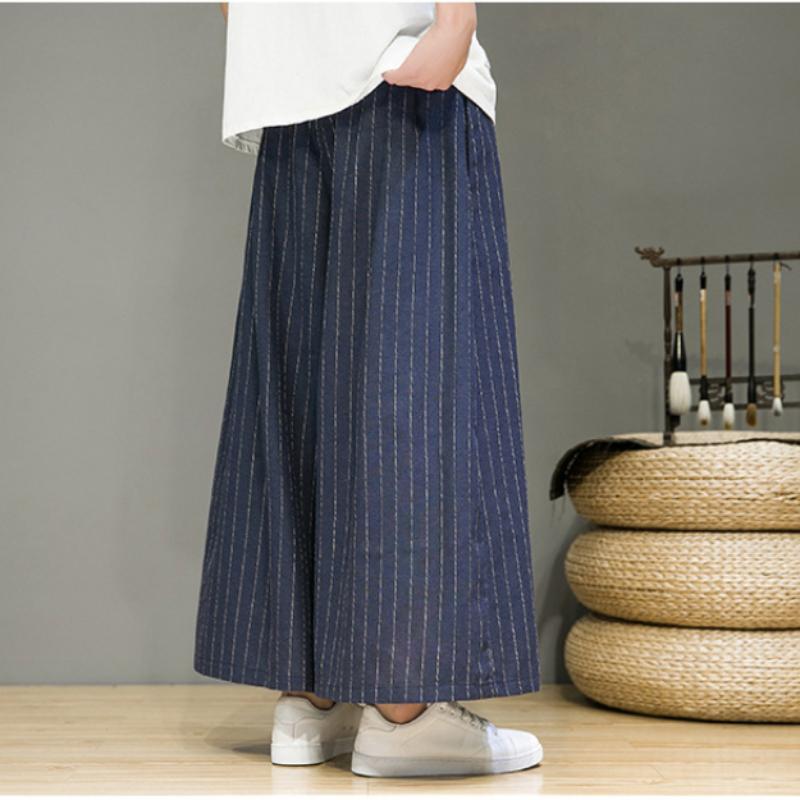 Men Striped Pants Drawstring Joggers Loose Streetwear Wide Leg Trousers Men 2024 Pockets Vintage Casual Male Pants 5XL