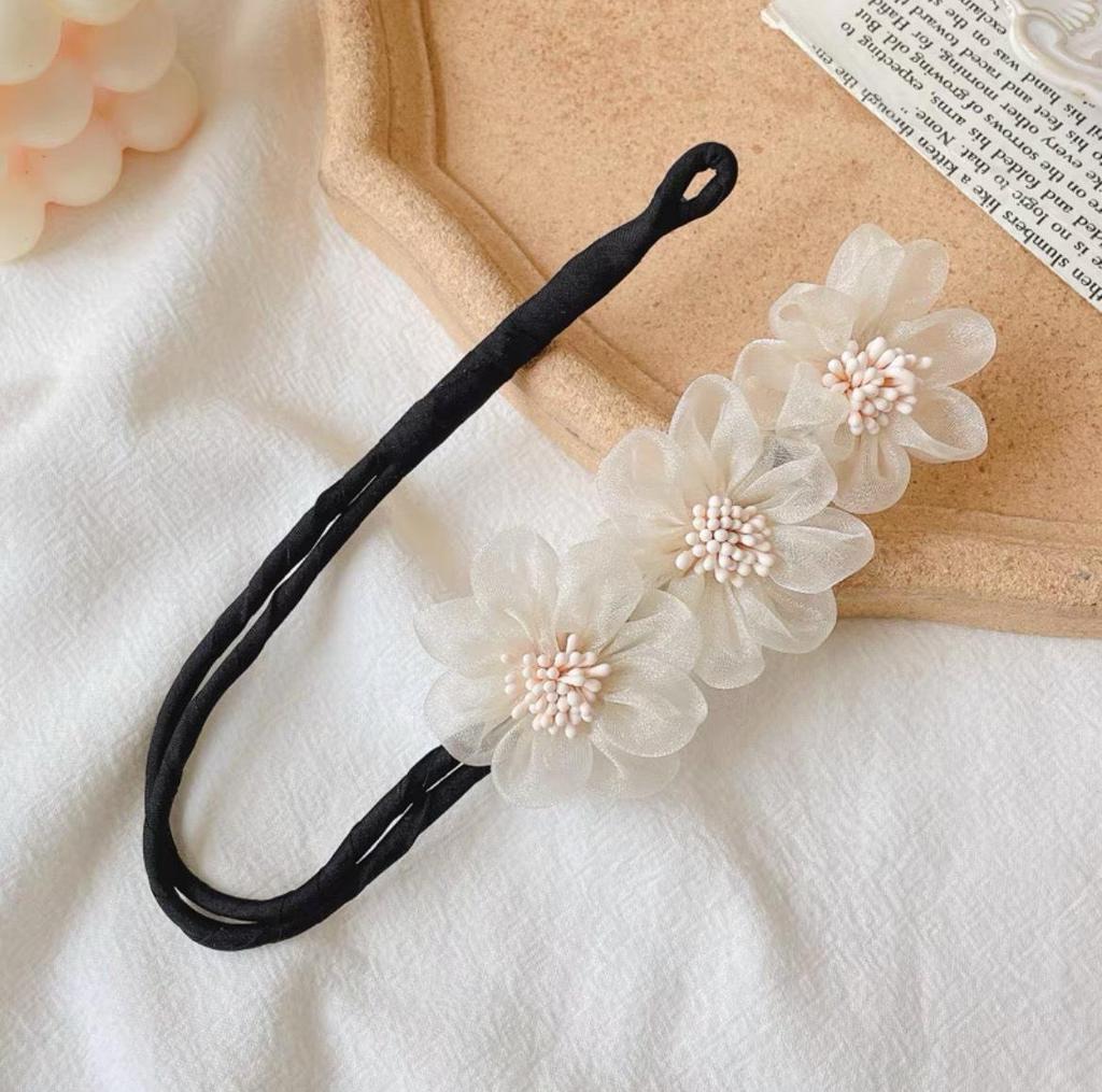 2024 Women's Pearl Flower Bun Twister: Korean Hair Accessory
