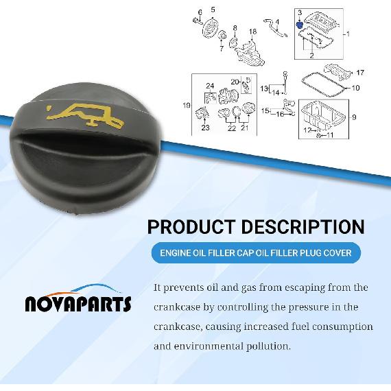 Engine Oil Filler Cap Oil Filler Plug Cover for 2007-2012 Mini Cooper 1.6L R55 R56 R57 R58 R59 11127572848 11-12-7-572-848